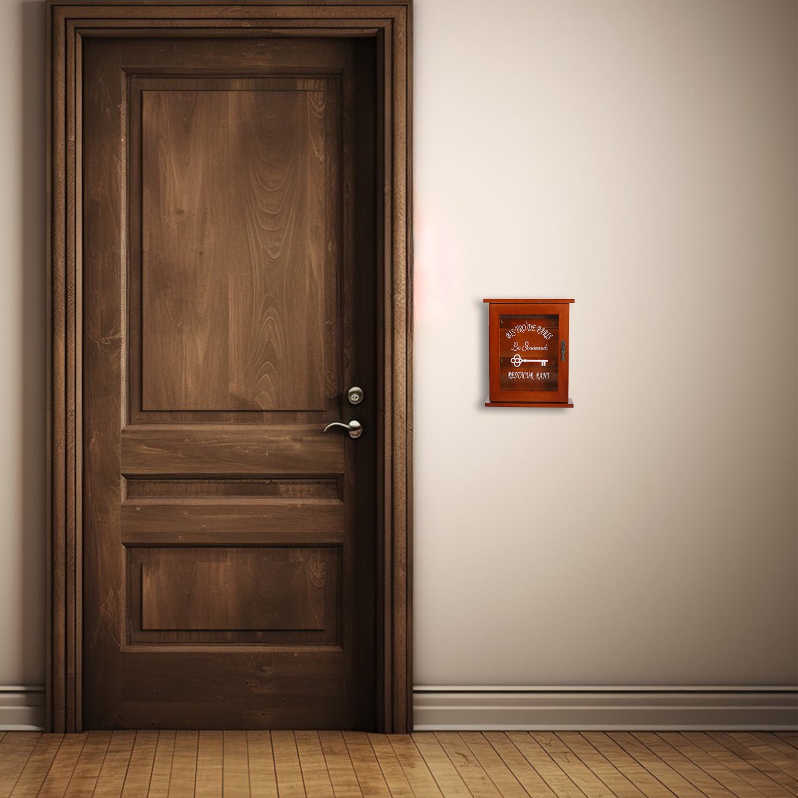 Greenadscape 1Pack Rectangular Wooden Key Box Wall Mount for Home Indoor Use 9.82x8.25x2.28in