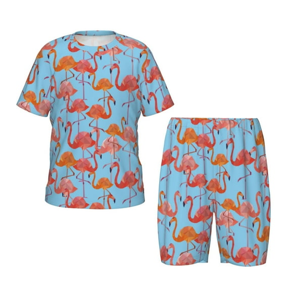 Balery Flamingo Conjunto de Pijama Infantil de Manga Corta con Estampado – Ropa de Dormir de Algodón Suave-Medium