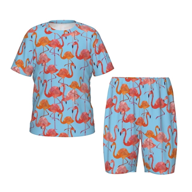 Balery Flamingo Conjunto de Pijama Infantil de Manga Corta con Estampado – Ropa de Dormir de Algodón Suave-Medium