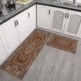 thumbnail image 3 of Farmhouse Dark Brown Boho Rugs and Mats Non Skid Washable Absorbent Microfiber Soft Kitchen Mat for Floor Set Of 2 Decor Stain Resistant 17"x47"+17"x30", 3 of 7