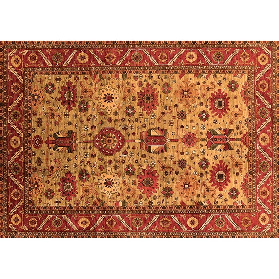 Ahgly Company Indoor Rectangle Oriental Orange Industrial Area Rugs, 3' x 5'
