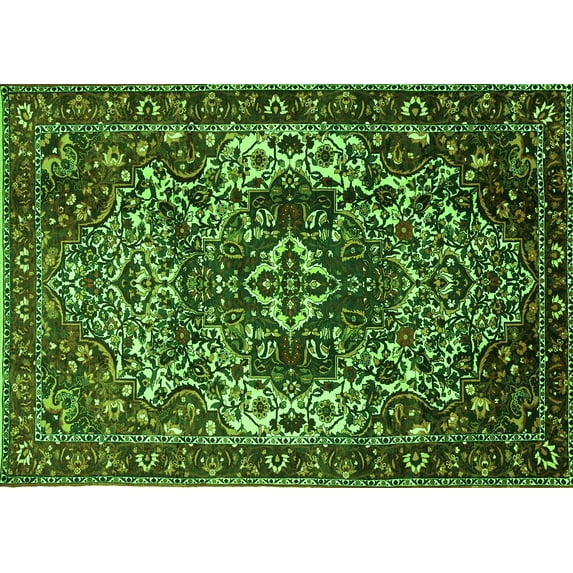 Ahgly Company Indoor Rectangle Persian Green Traditional Area Rugs, 8' x 10'