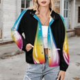 thumbnail image 3 of Jackets for Women Winter Coat Jackets Flannel Stand Collar Jacket(Rainbow Water Drop Logo,Size:S-4XL), 3 of 7