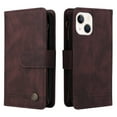 thumbnail image 4 of Case for iPhone 13 Cover Zipper Pocket Wallet Case Magnetic Protective - Braun, 4 of 5