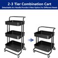 thumbnail image 3 of 3-Tier Rolling Utility Cart Storage Shelves Multifunction Storage Trolley Service Cart with Handles and Roller Wheels Easy Assembly for Home Bathroom, Kitchen, Office, Black/White, 3 of 9