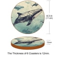thumbnail image 3 of Whale 6pcs Round Coasters Set, Microfiber Leather Drink Coasters, 11x11 cm/4.3x4.3 in Size for Decoration, 3 of 6