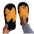 thumbnail image 5 of POROPL Slippers for Women,Plush Warm Fuzzy Cross Band House Shoes Indoor Slip On Bedroom Slippers, 5 of 8