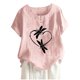 thumbnail image 1 of Blusa de manga corta con cuello redondo para mujer a la moda, camisetas sueltas con estampado Fridja  bn7341, 1 of 5