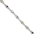 thumbnail image 1 of Sterling Silver 7in Rhod Plated Multicolored Gemstone Link Bracelet 7 Inch "Bracelets, 1 of 3