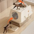 thumbnail image 4 of Extra Large Stainless Steel Enclosed Cat Litter Box, Anti Splashing Top Entry Metal Cat Litter Box Tray, Stainless Steel Cat Litter Box With High Sides, Flip Top Cover Design, 4 of 7