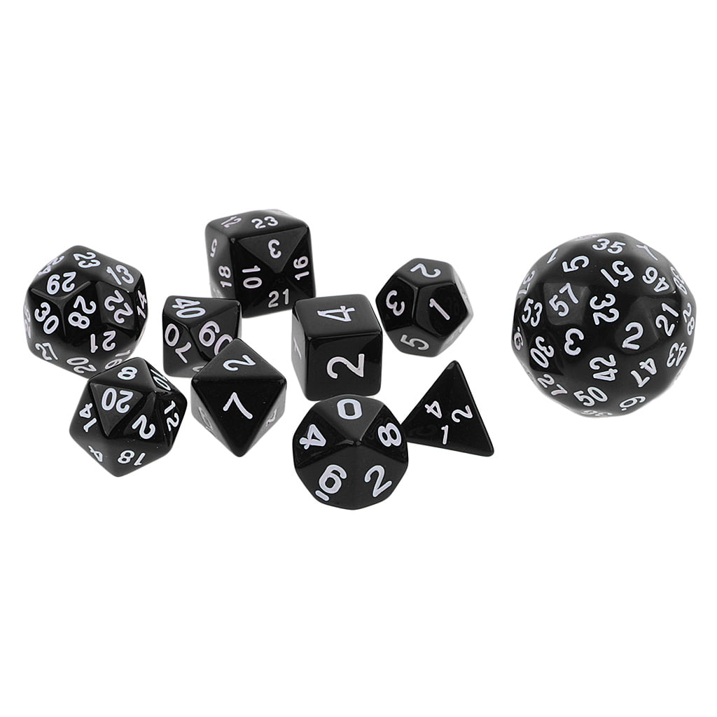 10x Digital Dices Multi-sided Dice Set D&D RPG Playing Game Dice Toys Black 