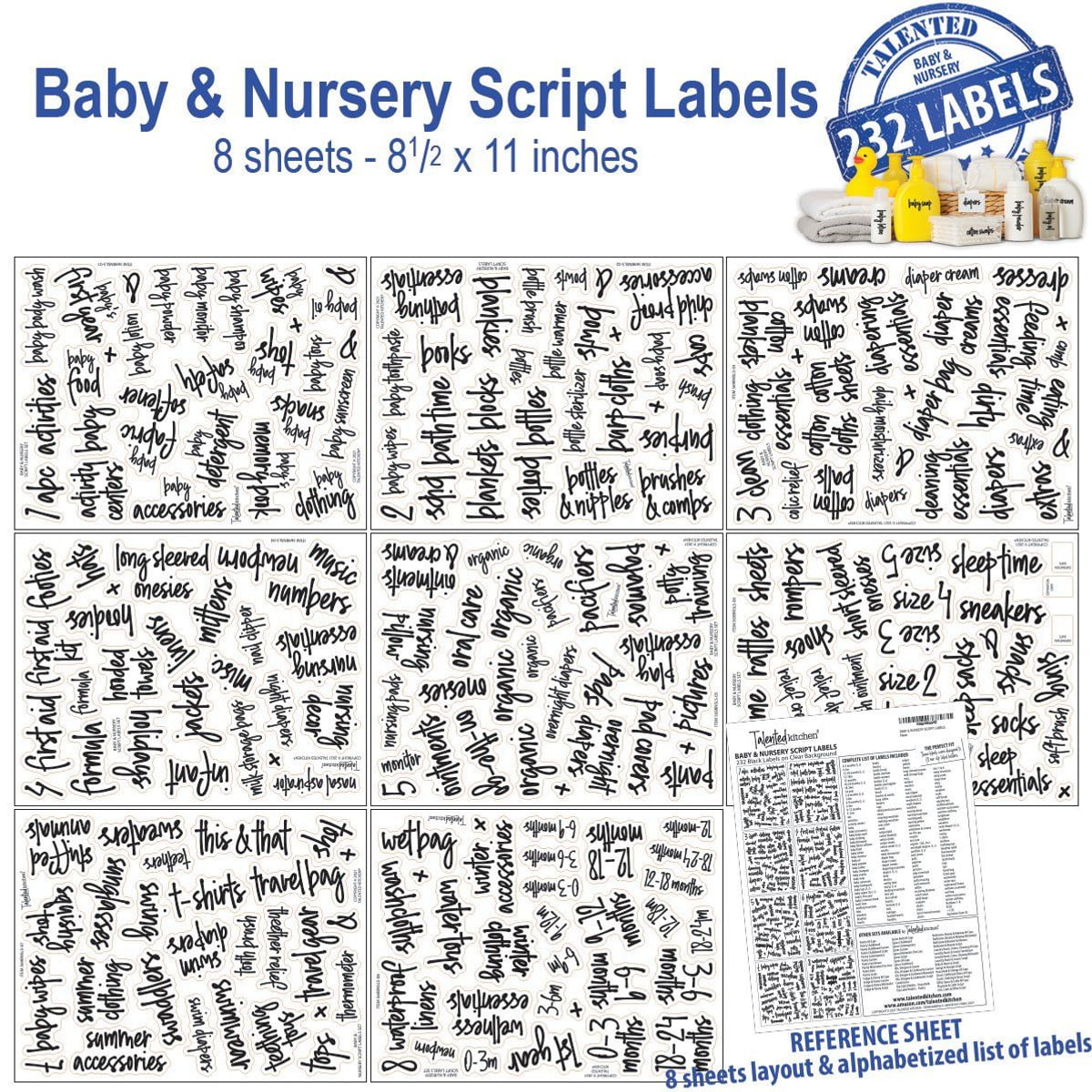 232x Clear Label Sticker for Baby Closet Organizer Nursery Basket and Storage 