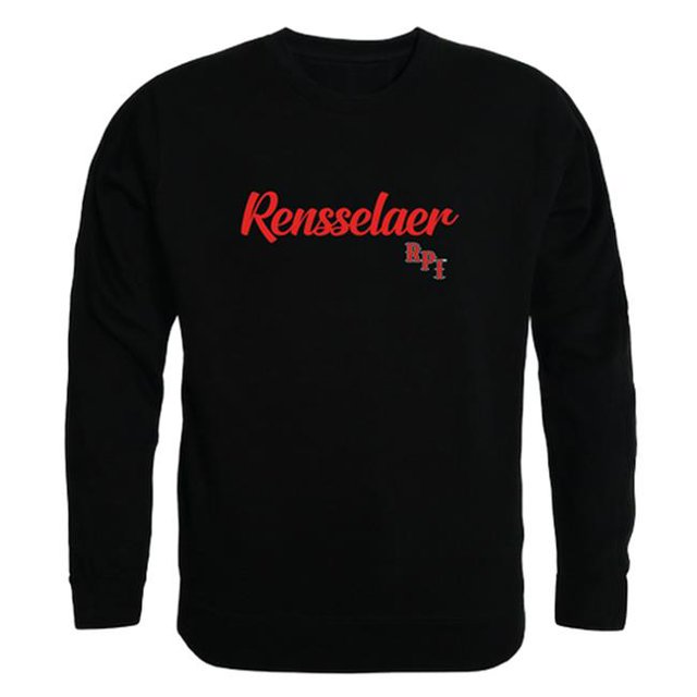 W Republic 556-367-BLK-03 Men Rensselaer Polytechnic Institute Script Crew Fleece, Black - Large
