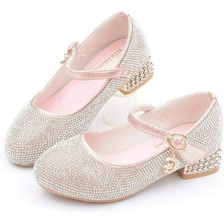 

Girls Sparkle Rhinestone Mary Jane Ballet Ballerina Flats Low Heel Princess Cosplay Performance Dress Shoes