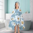 thumbnail image 6 of Lightblue Daisy Flower Green Leaves Pattern Hooded Bath Towel，60"x35" for Ages 3 To 12 Kids, Quick Dry Lightweight Soft Microfiber Hood Beach Towel Cover Up for Kids, 6 of 7