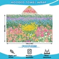 thumbnail image 2 of Pioneer Flower Floral Print Pattern Hooded Bath Towel，60"x35" for Ages 3 To 12 Kids, Quick Dry Lightweight Soft Microfiber Hood Beach Towel Cover Up for Kids, 2 of 7