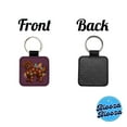 thumbnail image 4 of Dark Brown Golden Doodle Floral Motif Purple Dog Faux Leather Square Keychain, 4 of 7