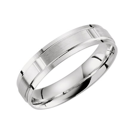 - 10k White Gold Size 10 5mm Polished Light Weight Patterned Band Ring - 4.5 Grams
