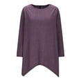 thumbnail image 6 of Hanen Long Sleeve Womens Tops Casual Women's Casual Round Neck Blouse Solid Color Loose Three Quarter Sleeve 3/4 Sleeve Tops Athletic Sweatshirts for Women, 6 of 9