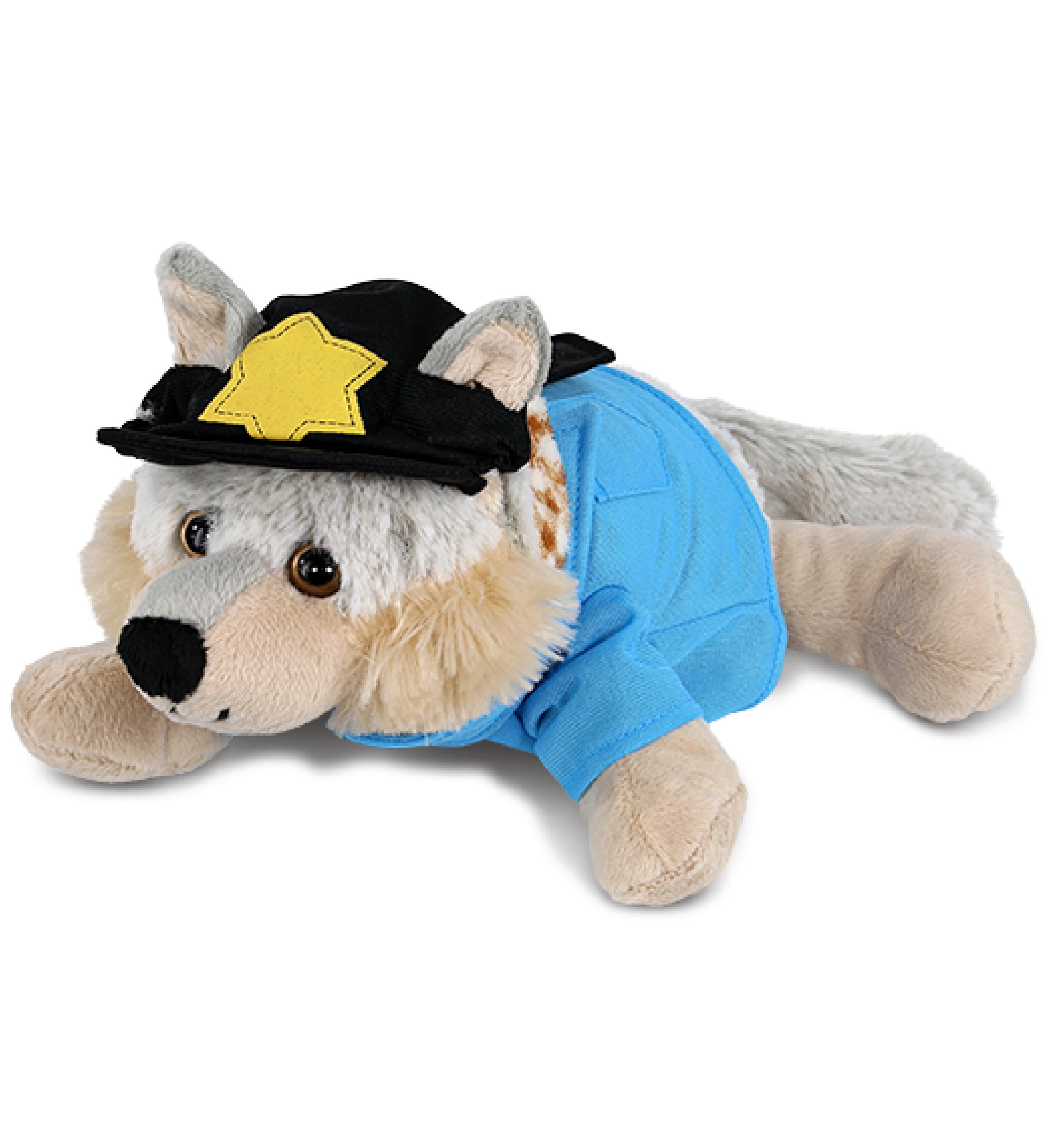 DolliBu Lying Wolf Police Officer Plush Toy Super Soft Wolf Cop