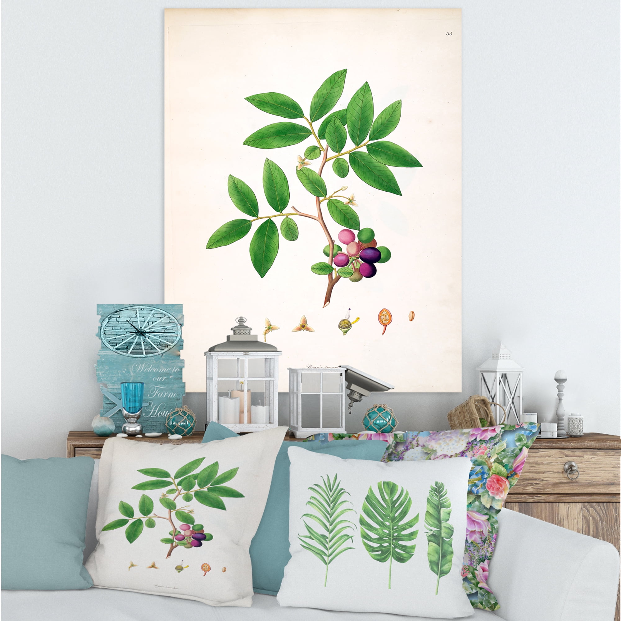 Designart ' Ancient London Plants XI ' Farmhouse Canvas Wall Art Print