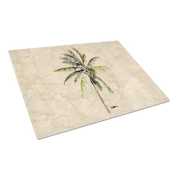 Caroline's Treasures Palm Tree Glass Cutting Board Large