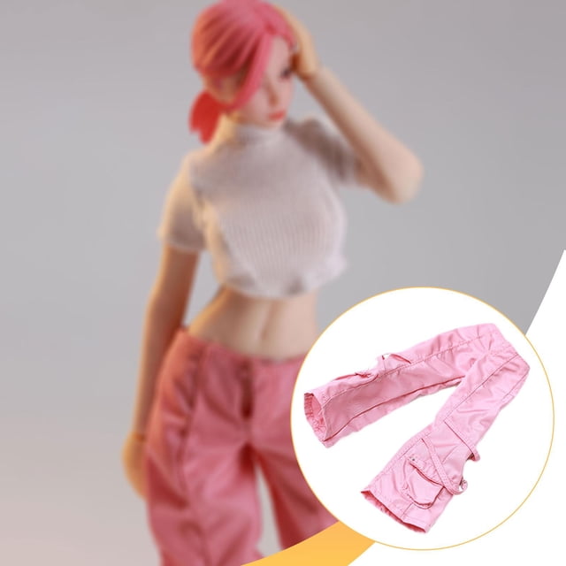 Figura de acción femenina a escala 1/12, ropa de vestir, durabilidad superior, fácil de usar, accesorios, ropa de muñeca, moda, accesorio fotográfico Pantalón cargo rosa