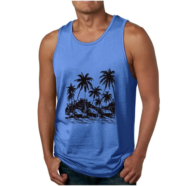 Camisetas de Tanque de los Hombres Tanque de los Hombres Incolor Gradiente de Impresión Cuello Redondo Correa Delgada Fuga Atrás Regular Casual Deportes Blusas de Tanque
