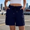 thumbnail image 2 of hlysgo Hiking Shorts for Women High Waisted Pull On Cargo Short Casual Golf Thigh Shorts with Pockets Navy,M, 2 of 6