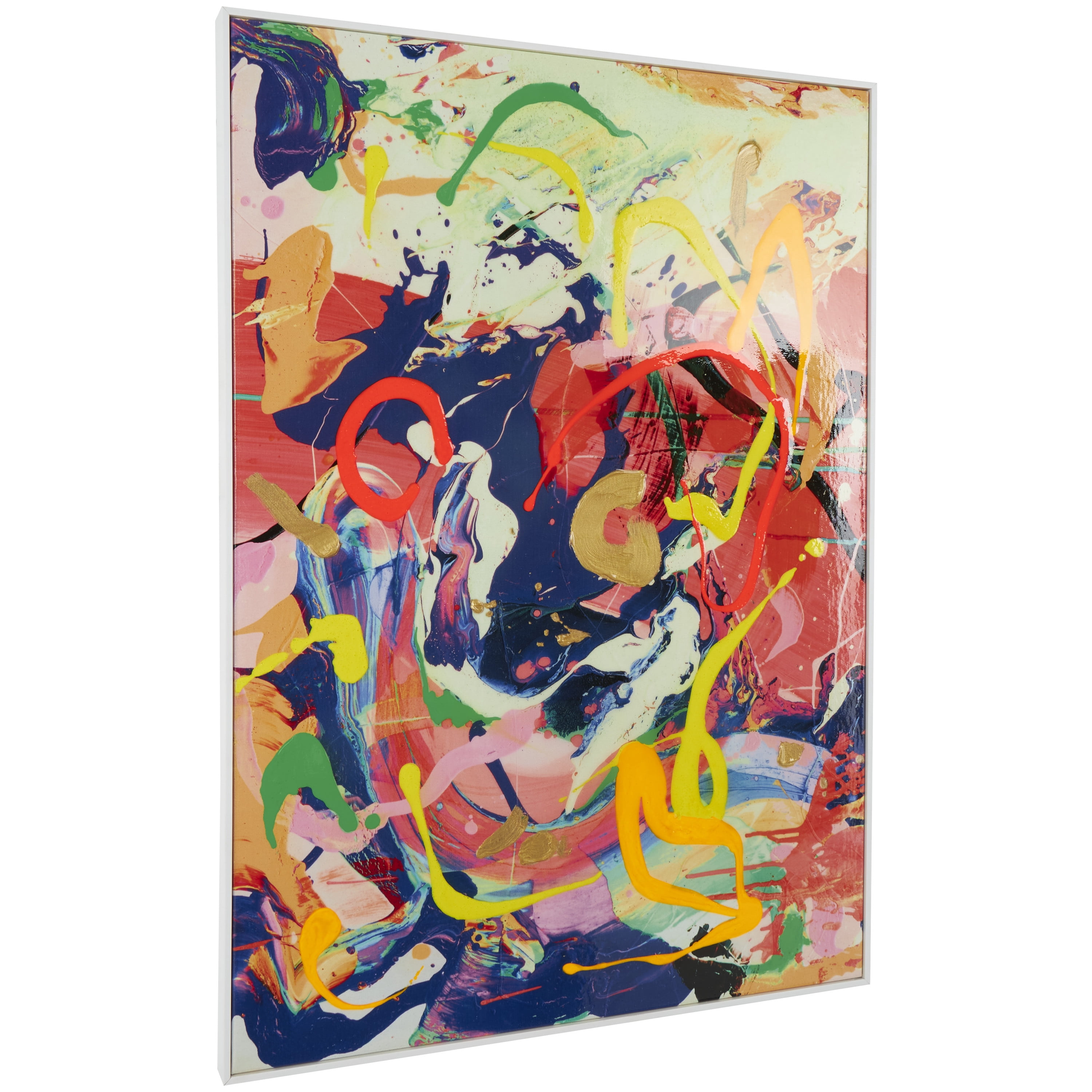 28" x 40" Paint Splatter Unframed Abstract Wall Art with White Frame, by CosmoLiving by Cosmopolitan