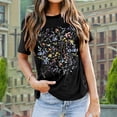 thumbnail image 2 of DHFJKG Graphic Tee For Women Short Sleeve T Shirt Floral Printed Round Neck Loose Fit Lightweight Summer Soft Tops, 2 of 3