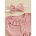 thumbnail image 6 of Suealasg Baby Girl Summer 3Pcs Outfits Set 6M 12M 18M 24M Infant Girl Sleeveless Button Front Tops + Shorts + Headband Set Newborn Girls Clothes, 6 of 9