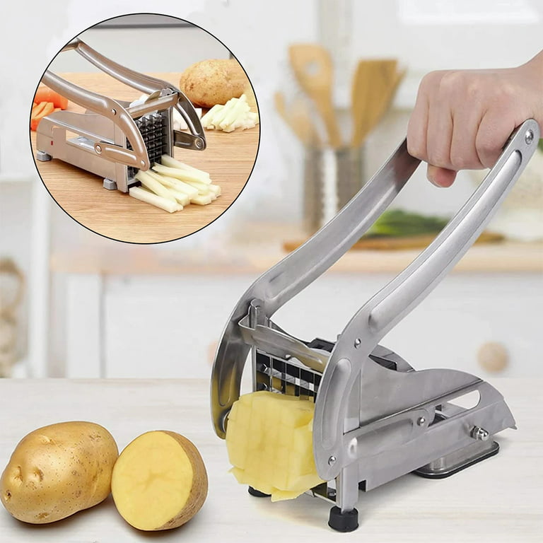 French Fry Cutter, Commercial Restaurant French Fry Cutter Stainless Steel Potato  Cutter Vegetable Potato Slicer With