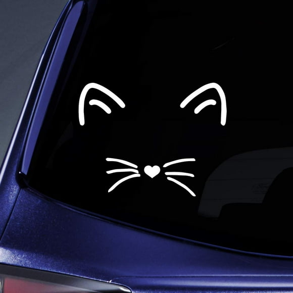 Autocollant Visage de Chat pour Ordinateur Portable 5.5 Pouces (Blanc)
