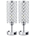 thumbnail image 2 of Crystal Lamp Touch Control Set of 2, Sliver Crystal Table Lamps with USB C+A Ports & AC Outlet, 3-Way Dimmable Nightstand Touch Lamp, Modern Bedside Table, 2 of 9