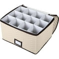 thumbnail image 3 of Wine Glass Storage Box with Dividers - Holds 12 Standard Size Wine Glasses up to 10" Tall - Stemware Storage Case - Protects Fine China - Durable Quilted Microfiber Bin with Carry Handles, 3 of 7