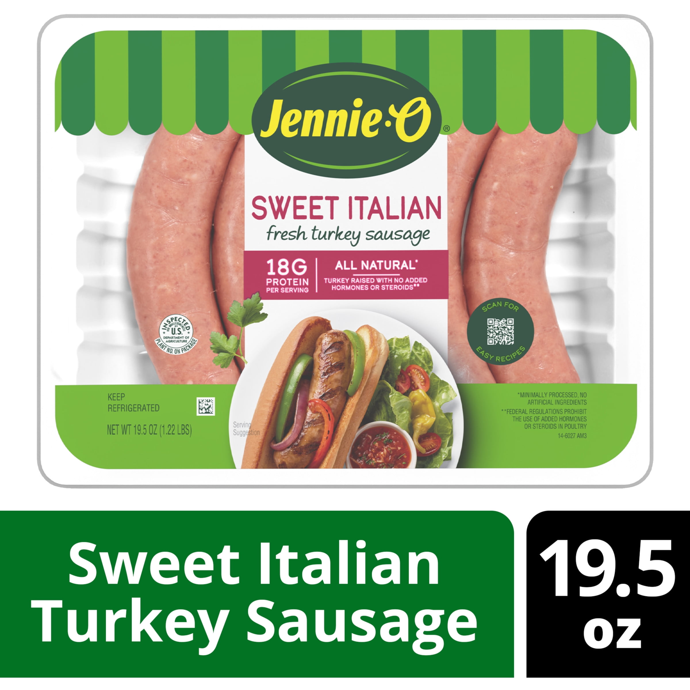 JENNIE-O Sweet Italian Turkey Sausage Link, 19.5 oz Plastic Tray 