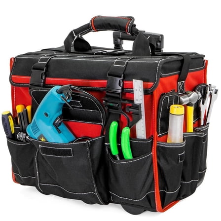 11 in. x 18 in. Jobsite Rolling Tote Tool Bag Storage Organizer Backpack