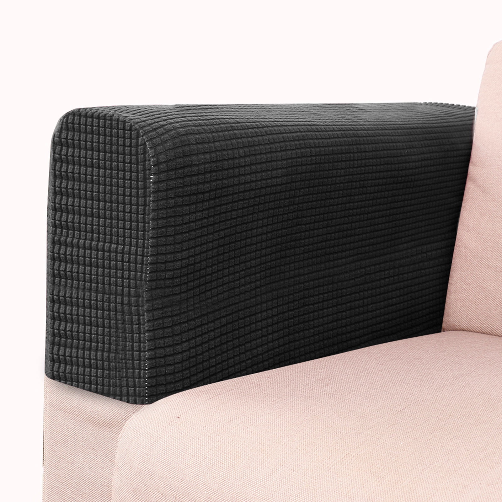 Stretch Armrest Covers, Anti-Slip Couch Arm Cover Washable Armchair Slipcover for Recliner Sofa Sofa Arm Protector Furniture Protector for Pets-black-2 pcs