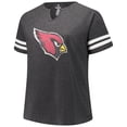thumbnail image 2 of Women's Fanatics Charcoal Arizona Cardinals Plus Size Logo Striped Raglan Notch Neck T-Shirt, 2 of 3