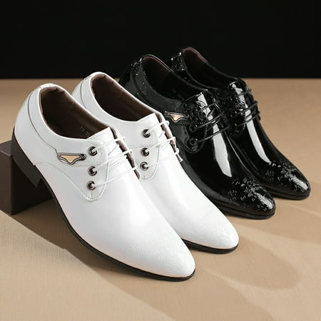 - Men Pointed Toe Business Dress Formal Shoes Casual Flat Oxfords Loafers Lace up