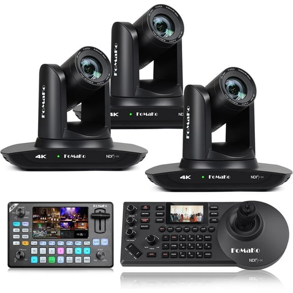 FoMaKo 4K PTZ Camera HDMI NDI 20X Live Streaming Camera Bundle(K20UHX3 KC602 KC608 Pro)
