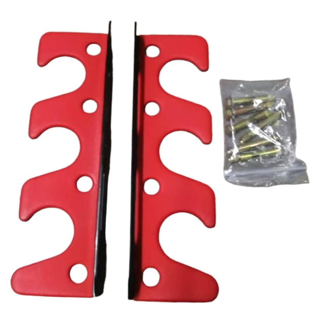 1 par de soportes de pared para barras de pesas, resistentes, para gimnasio en casa, de fácil instalación y prácticos. Rojo