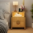 thumbnail image 2 of LGHM 2 Drawer Nightstands with Charging Station & LED Lights, Modern Fluted Bedside Tables End Table for Bedroom, Living Room, Oak, 2 of 10