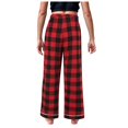 thumbnail image 3 of SonxaHe Big Girl' Pants Stretch Waisted Loose Plaid Pajama Trousers Child Soft Comfy Sleepwear Pants Red,Sized 9-10, 3 of 8