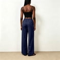 thumbnail image 4 of Sewkxo Women's Wide Leg Beach Pants Elastic Waist Lightweight Casual Palazzo Lounge Trousers with Pockets,Navy M, 4 of 5