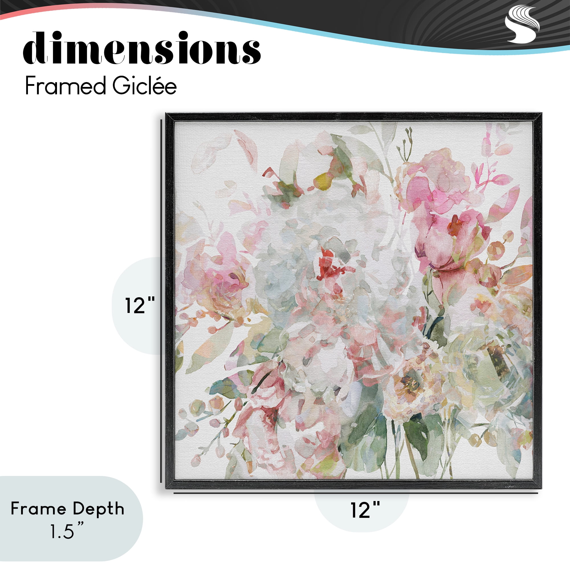Stupell Industries Romantic Pastel Blossoms Black Framed Giclee Art, design by Carol Robinson