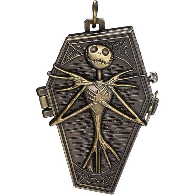 Reloj de bolsillo con ataúd, novedad, reloj de pulsera de cuarzo con calavera y cadena