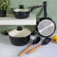 thumbnail image 2 of Gibson Home Plaza Café Forged Aluminum 7 Piece Healthy Ceramic Interior w/ Bakelite Handles Pots and Pans Cookware Set – Black, 2 of 6