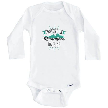 Someone In Morgantown Loves Me Morgantown WV Skyline One Piece Baby Bodysuit (Long Sleeve), 0-3 Months White